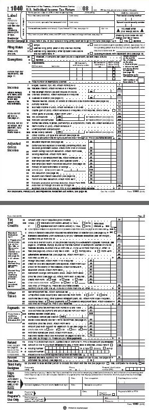 Image of form 1040 IRS